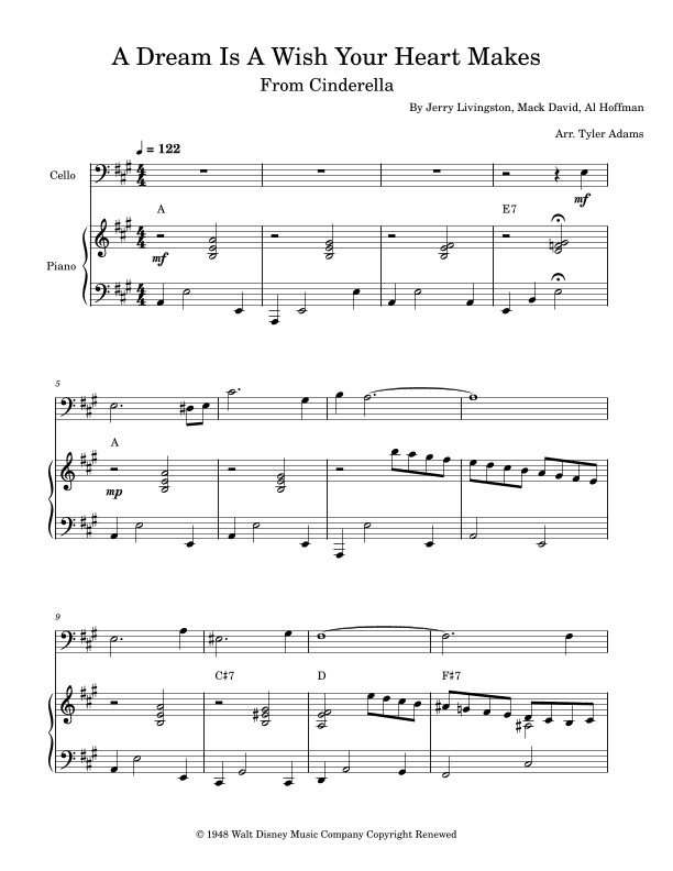 A Dream Is A Wish Your Heart Makes (arr. Tyler Adams)