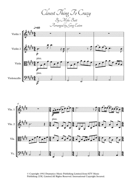 The Closest Thing To Crazy (arr. Greg Eaton)