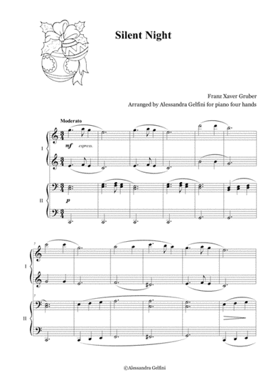 Silent Night - Christmas easy piano four hands (arr. Alessandra Gelfini)