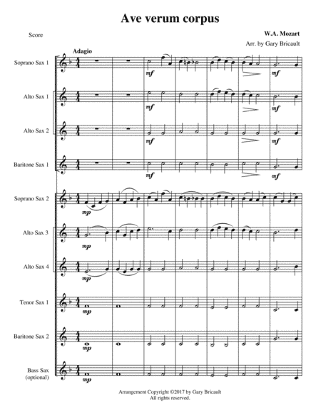 Ave Verum Corpus (arr. Gary Bricault)