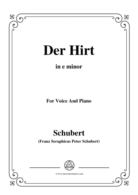Schubert-Der Hirt,in e minor,D.490,for Voice and Piano (arr. MSM)