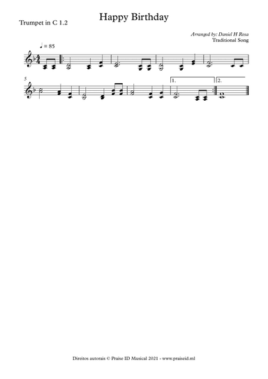 Happy Birthday to you Trumpet in C duet (arr. Daniel H Rosa)