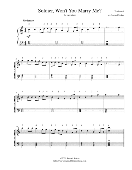 Soldier, Won't You Marry Me? - for easy piano (arr. Samuel Stokes)