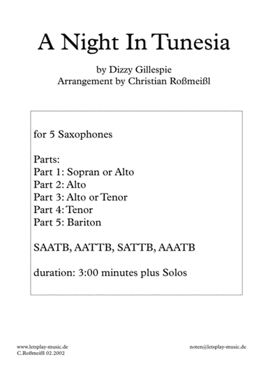 A Night In Tunisia (arr. Christian Roßmeißl)