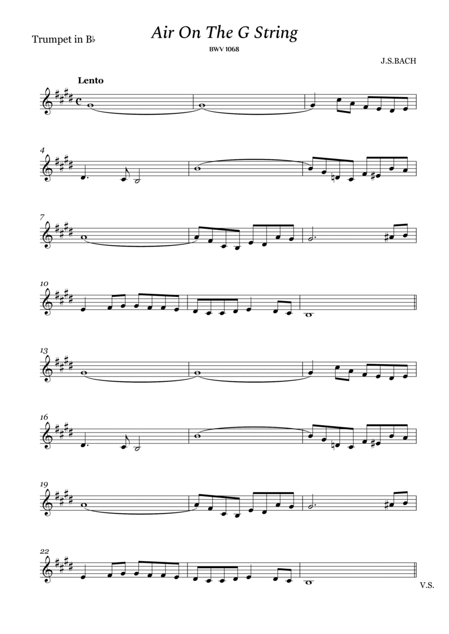 Bach - Air on The G String for Trumpet in Bb (arr. Cássio Silva Chaves)