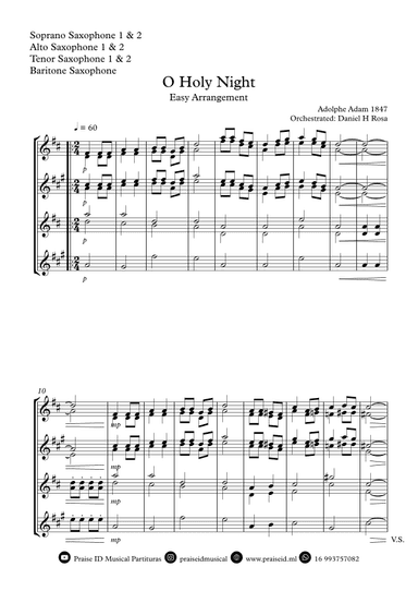 O Holy NIght - Christmas Carol - Saxophone Quartet (arr. Daniel H Rosa)