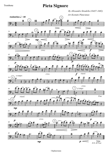Pieta Signore (For trombone and organ) (arr. Kestutis Planciunas)