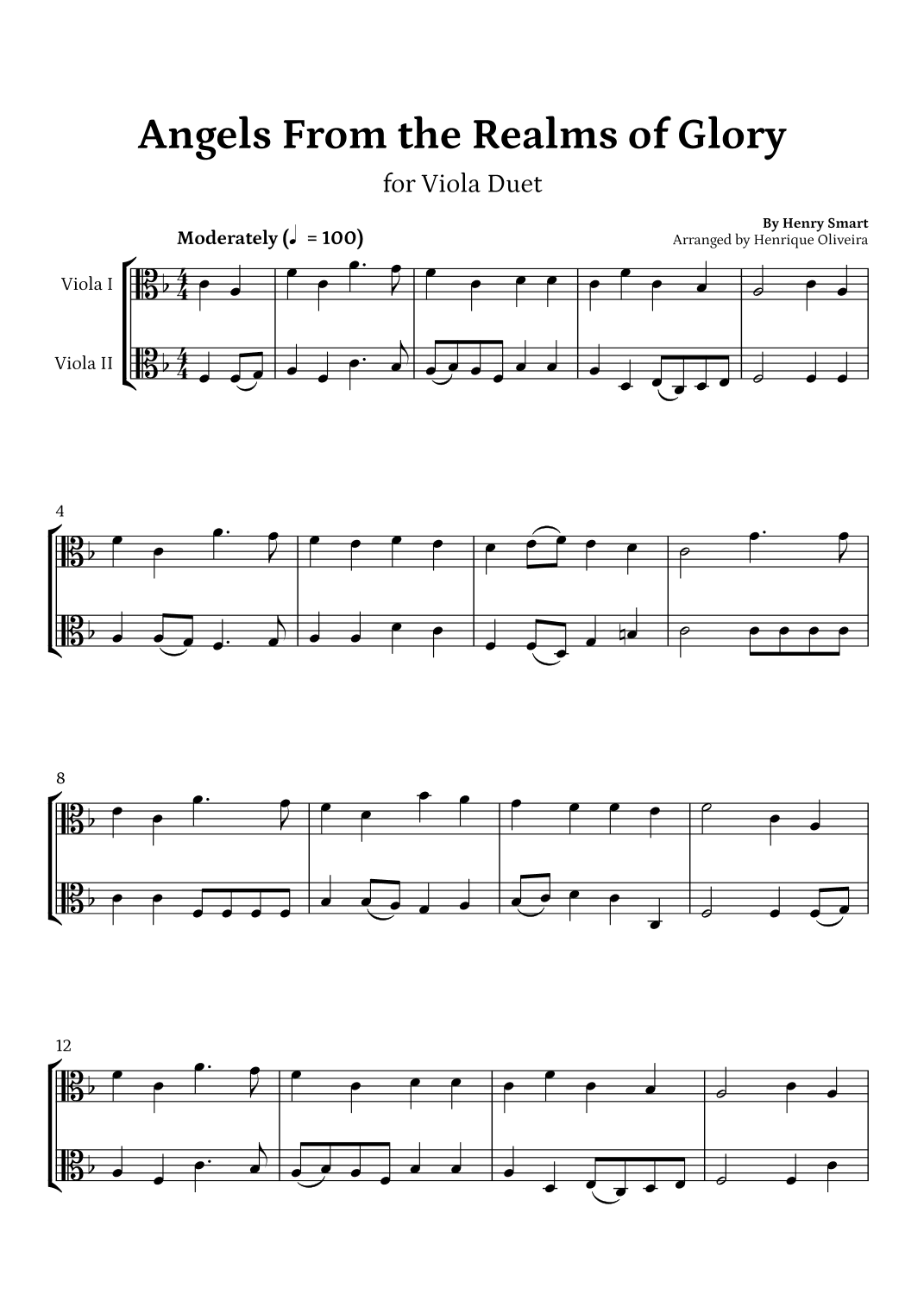 Angels from the Realms of Glory (Viola Duet) - Christmas Carol (arr. Henrique Oliveira)