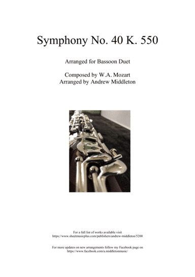 Symphony No. 40 arranged for Bassoon Duet (arr. Andrew Middleton)
