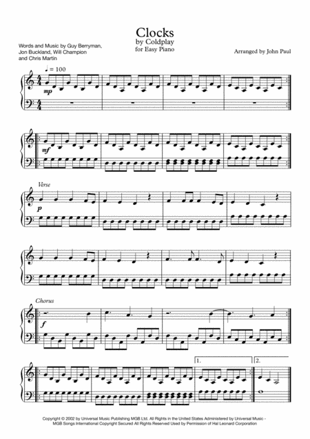 Clocks (arr. John Paul)