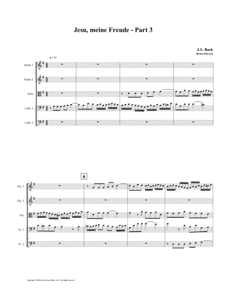 Jesu, meine Freude - Part 3, by J.S. Bach for String Quintet (arr. Richard Byrnes)