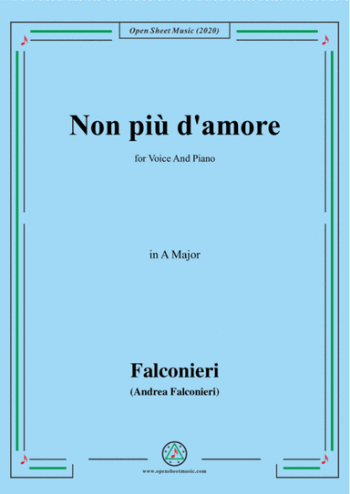 Falconieri-Non più d'amore,in A Major,for Voice and Piano (arr. MSM)