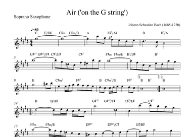 Air ('on the G string') - Soprano Saxophone (with chords) (arr. Alex Nunes Rodrigues)