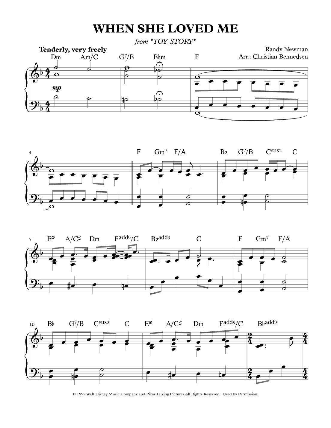 When She Loved Me (arr. Christian Bennedsen)