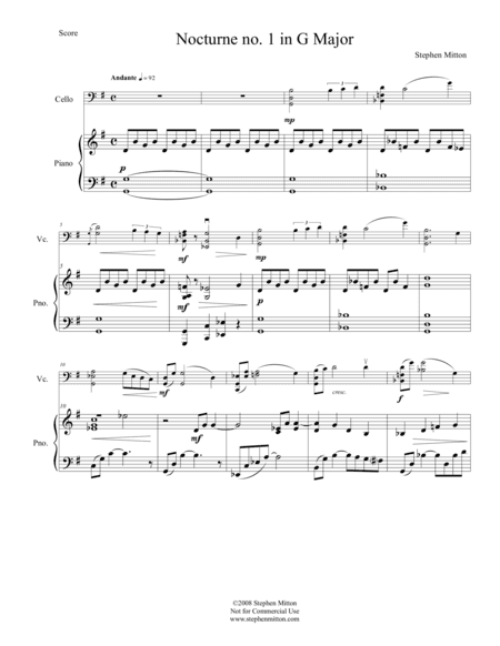 Nocturne No. 1 for Cello and Piano