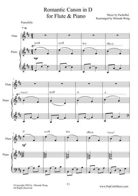 Romantic Canon in D for Flute & Piano (arr. Miranda Wong)