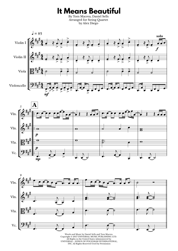 It Means Beautiful (arr. Arranged by Alex Diego)