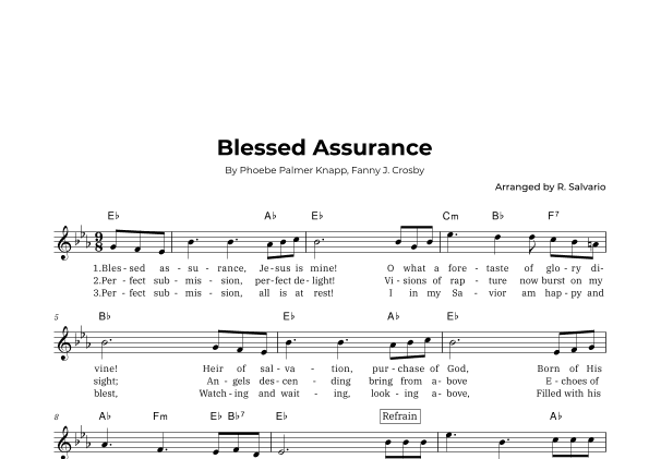 Blessed Assurance (Key of E-Flat Major) (arr. R. Salvario)