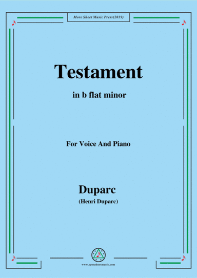 Duparc-Testament in b flat minor (arr. MSM)