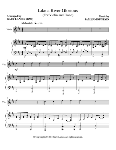 LIKE A RIVER GLORIOUS (Violin Piano and Violin Part) (arr. Gary Lanier)