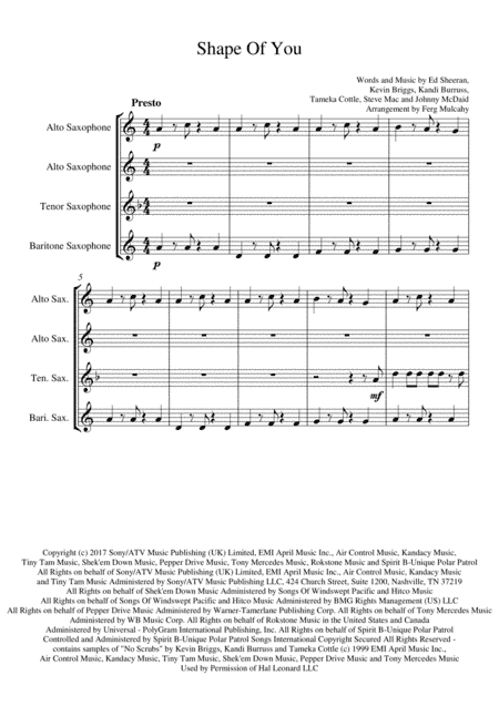 Shape Of You (arr. F. Mulcahy)