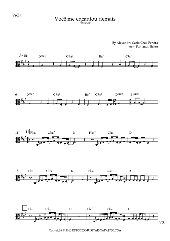 Voce Me Encantou Demais (arr. Fernando Britto)
