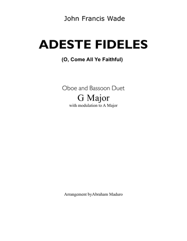 Adeste Fideles (O, Come All Ye Faithful) Oboe and Bassoon Duet (arr. Abraham Maduro)
