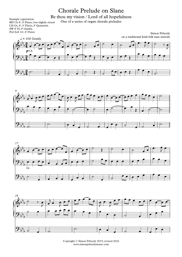 Organ Chorale Prelude on the tune Slane (Be thou my vision, or Lord of all hopefulness)