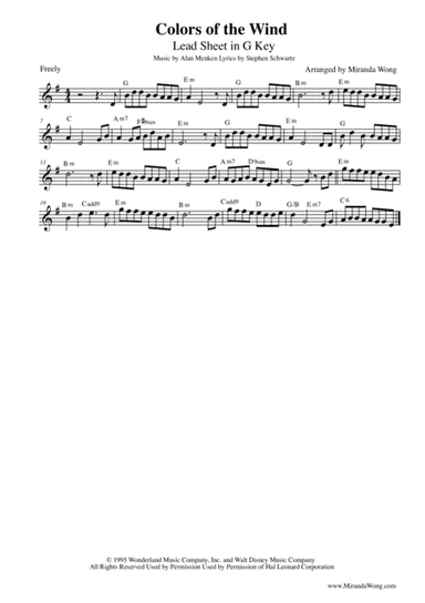 Colors Of The Wind (arr. Miranda Wong)