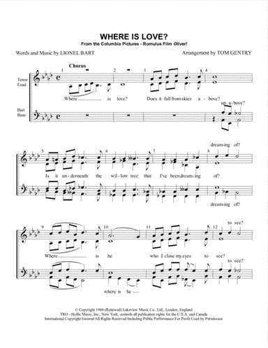 Where Is Love? (arr. Tom Gentry)