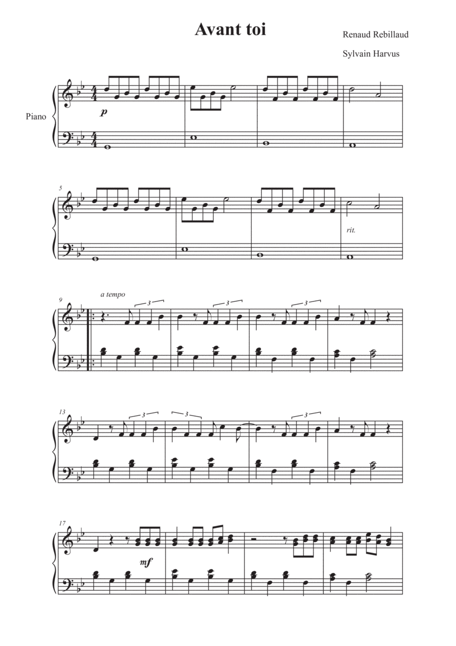 Avant Toi (arr. Sylvain Harvus)