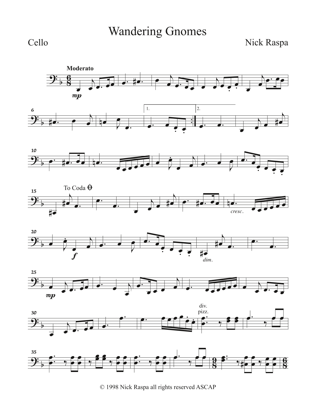 Wandering Gnomes (Cello part)