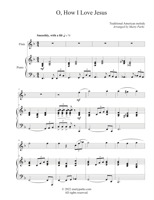 O, How I Love Jesus (Flute-Piano) (arr. Marty Parks)