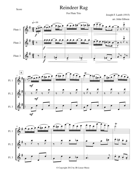 Reindeer Rag for Flute Trio (arr. John Gibson)