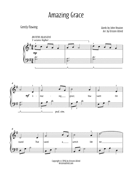 Amazing Grace - Easy Piano (arr. Kristen Allred)
