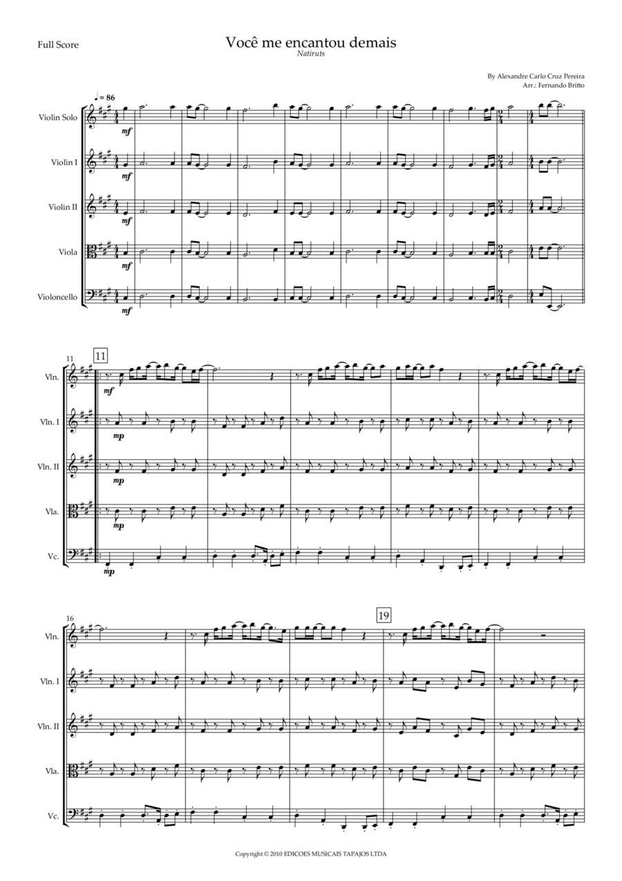Voce Me Encantou Demais (arr. Fabio Britto)
