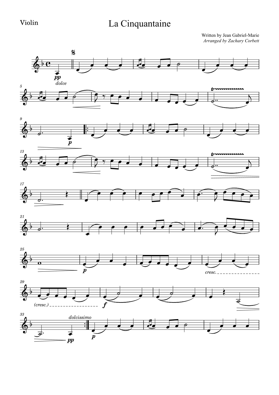 La Cinquantaine (arr. Zachary Corbett)