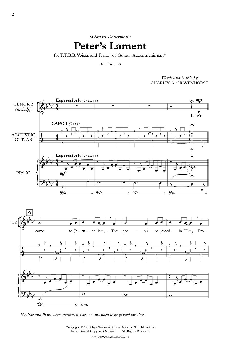 Peter’s Lament (TTBB)