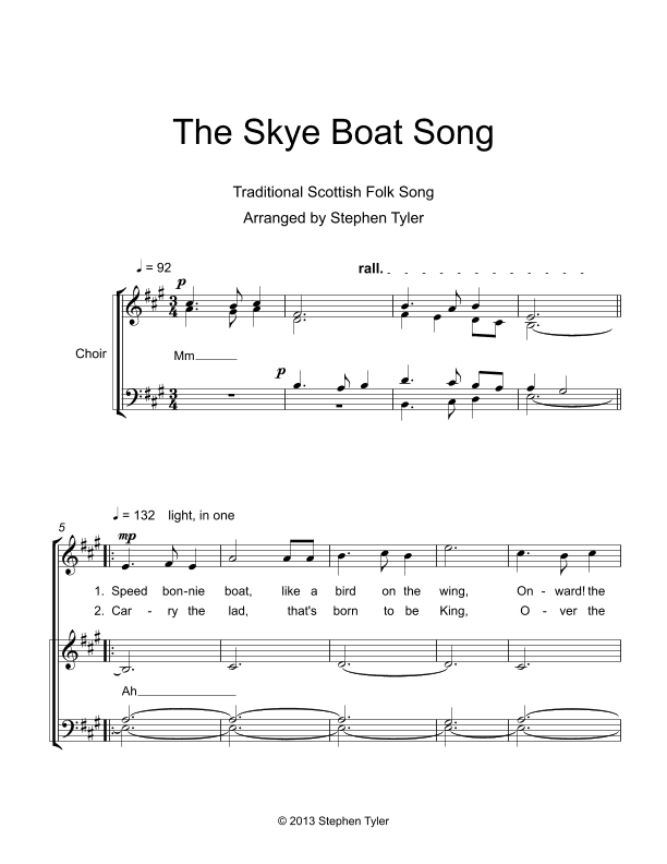The Skye Boat Song (arr. Stephen Tyler)