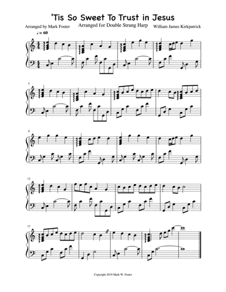 Tis So Sweet to Trust in Jesus - Arranged for Double Strung Harp (arr. Mark W. Foster)