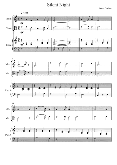 Franz Gruber - Silent Night (Violin and Viola Duet) (arr. André Laitano)