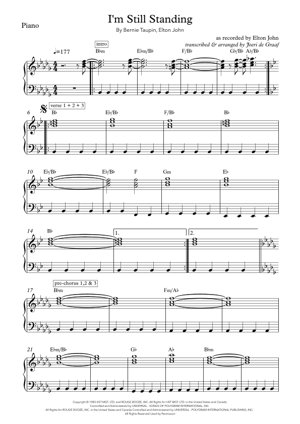 I'm Still Standing (arr. Joeri de Graaf)