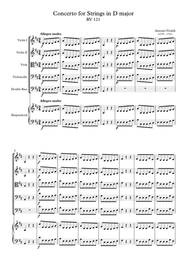 Concerto for Strings in D major RV 121