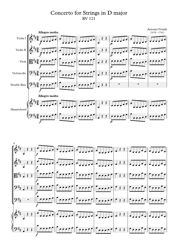 Concerto for Strings in D major RV 121