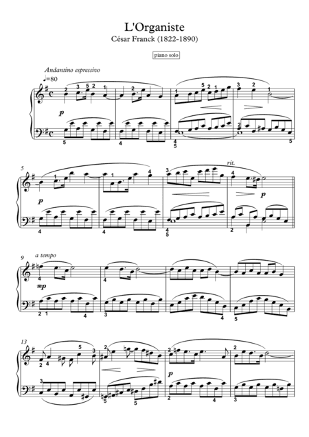 L'Organiste Andantino (arr. PianoSheetNow)