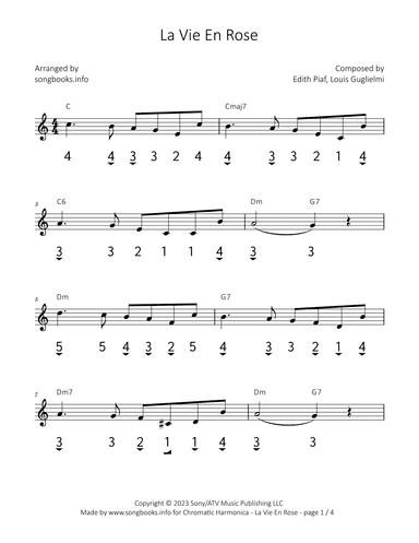 La Vie En Rose (arr. songbooks.info)