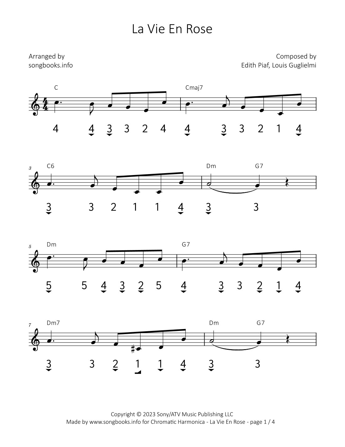 La Vie En Rose (arr. songbooks.info)