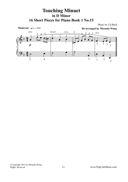 Touching Minuet in D Minor - J.S.Bach (arr. Miranda Wong)
