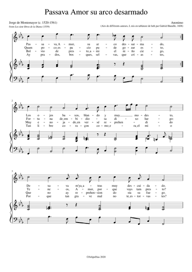 Passava Amor su arco desarmado (arr. Early Music Scores)