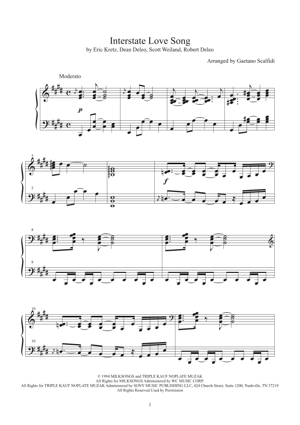 Interstate Love Song (arr. Gaetano Scalfidi)